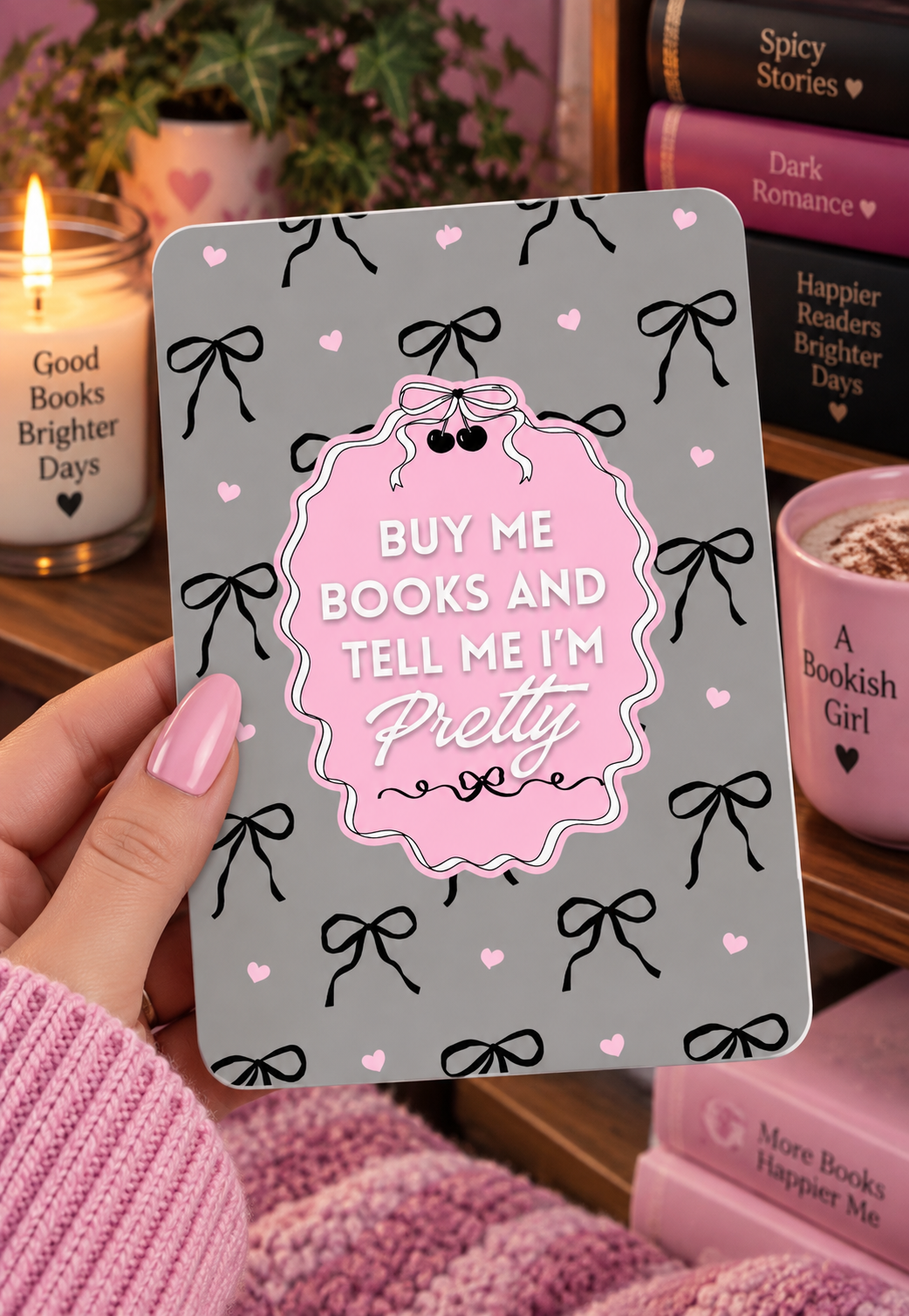 Basic 11th gen (2022) and Basic 12th gen (2024) Kindle Insert – Original Bookish Art by Wendy Owens | E-Reader Clear Case Insert | Matte or Holographic Stars