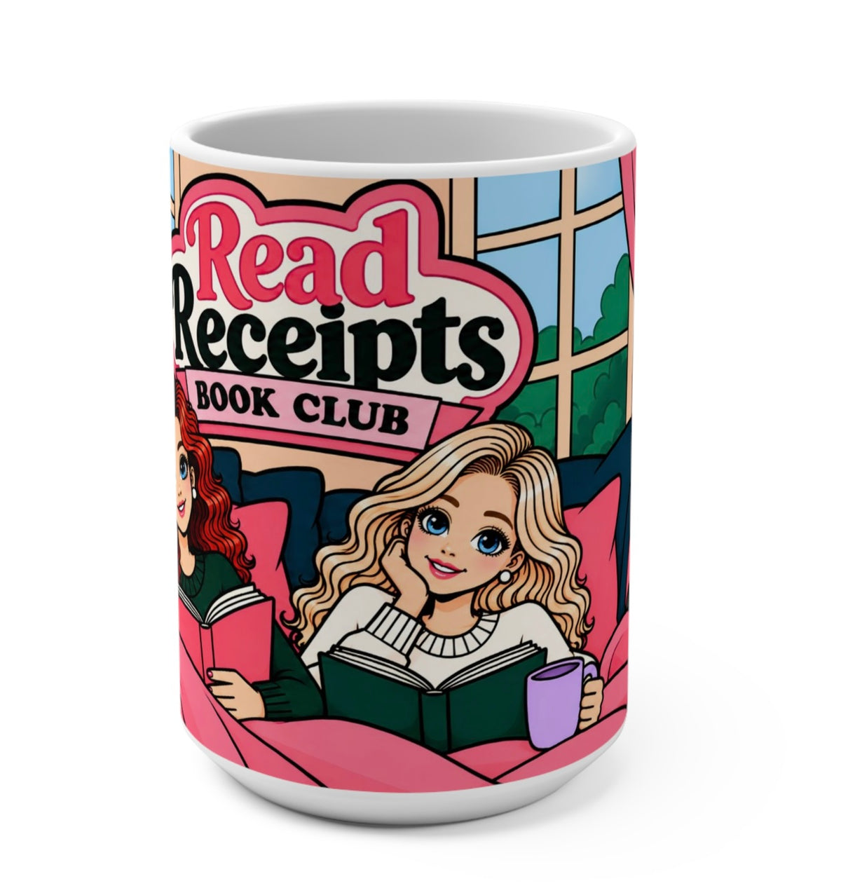 Read Receipts Book Club 15 oz Mug – Cozy Reading Wraparound Ceramic Mug