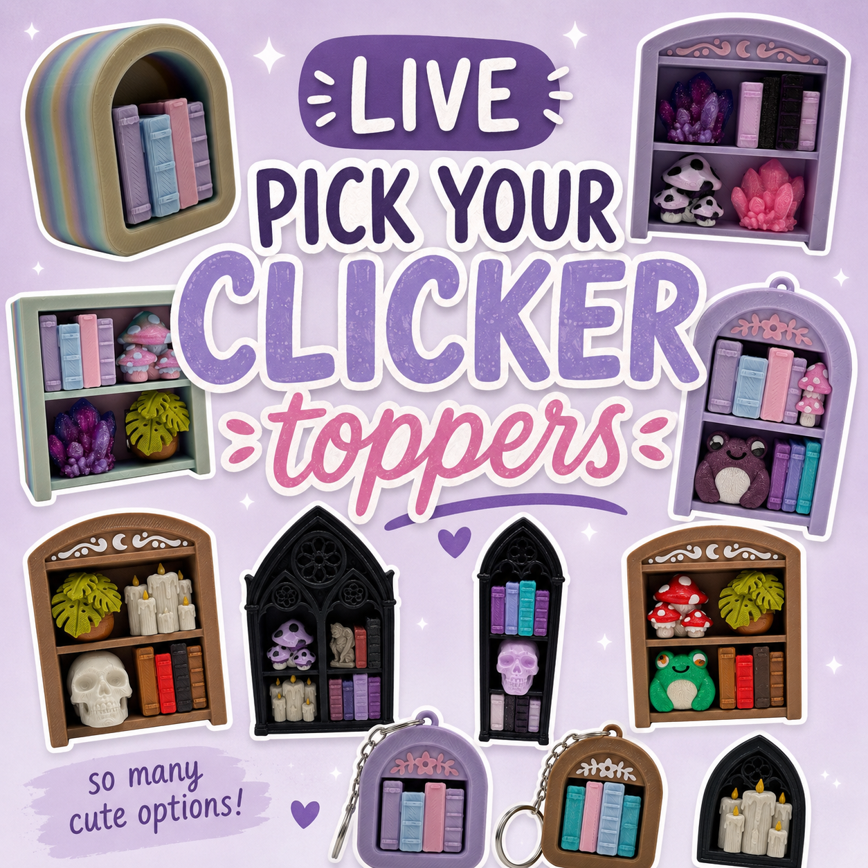 LIVE PICK - Bookcase Clicker — Mini 3D Printed Fidget Bookshelf