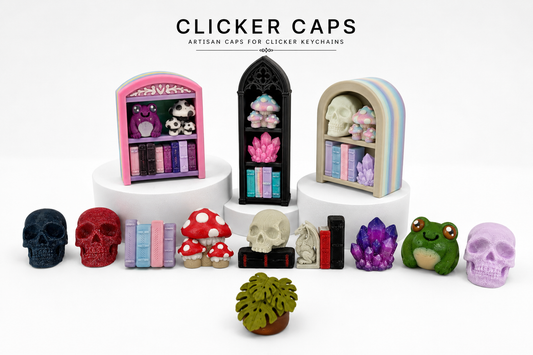 Swappable Clicker Toppers — Customize Your Mini Bookshelf