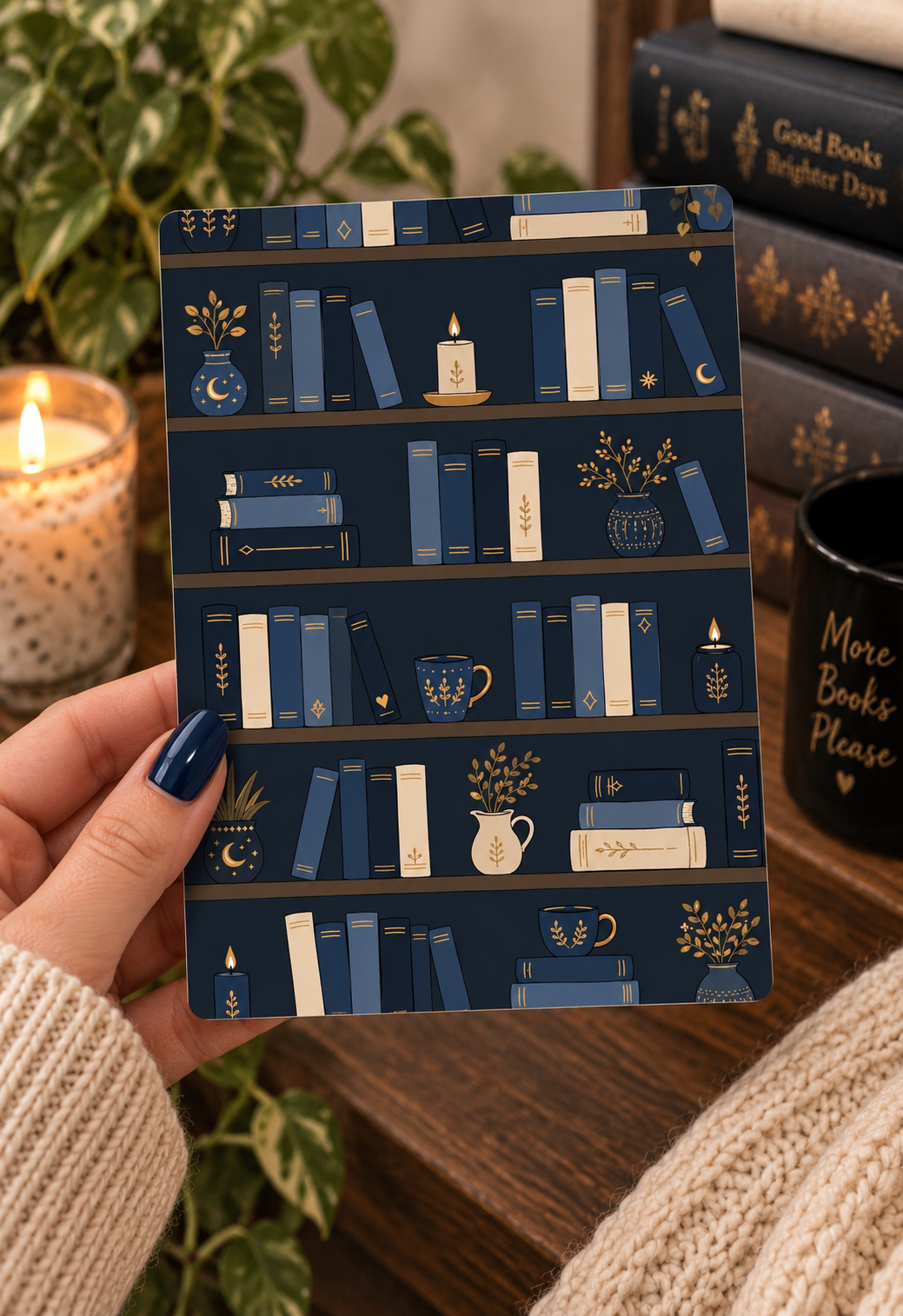 Basic 11th gen (2022) and Basic 12th gen (2024) Kindle Insert – Original Bookish Art by Wendy Owens | E-Reader Clear Case Insert | Matte or Holographic Stars