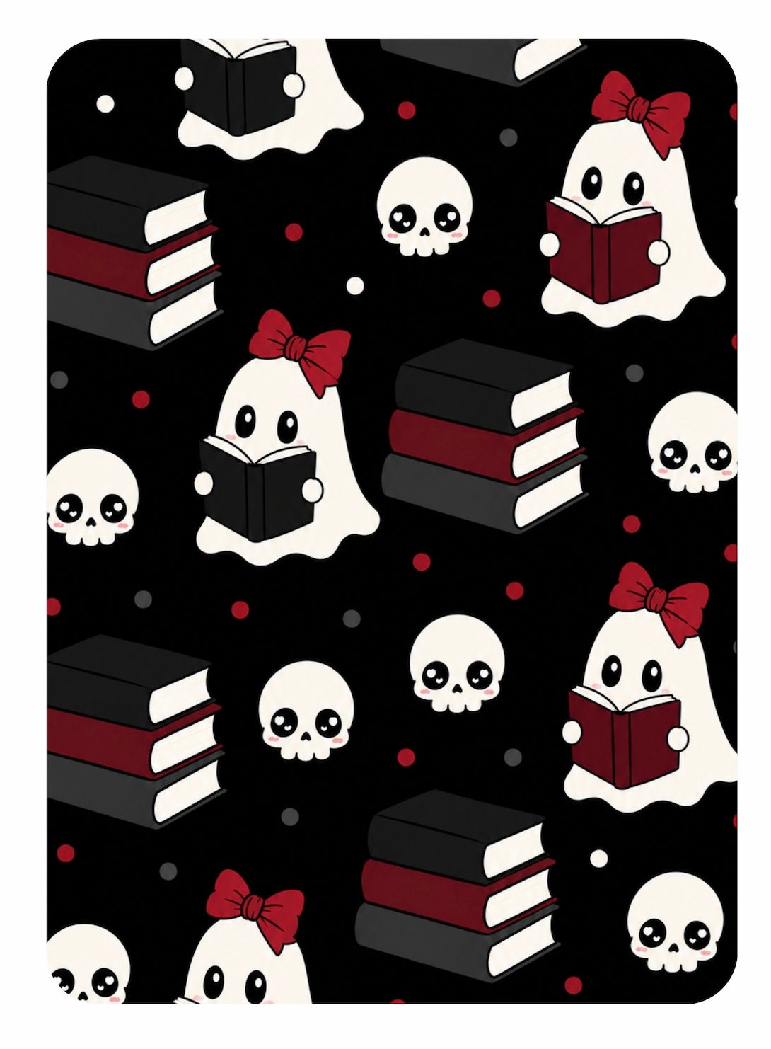 Ghost Pattern Kindle Insert – Original Bookish Art by Wendy Owens | E-Reader Clear Case Insert | Matte or Holographic Stars