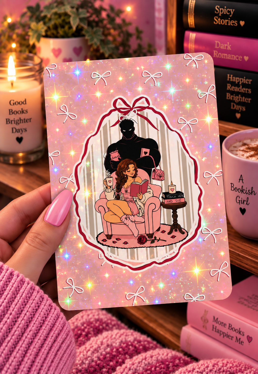 Basic 11th gen (2022) and Basic 12th gen (2024) Kindle Insert – Original Bookish Art by Wendy Owens | E-Reader Clear Case Insert | Matte or Holographic Stars