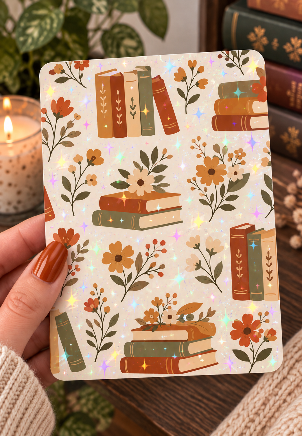 Basic 11th gen (2022) and Basic 12th gen (2024) Kindle Insert – Original Bookish Art by Wendy Owens | E-Reader Clear Case Insert | Matte or Holographic Stars