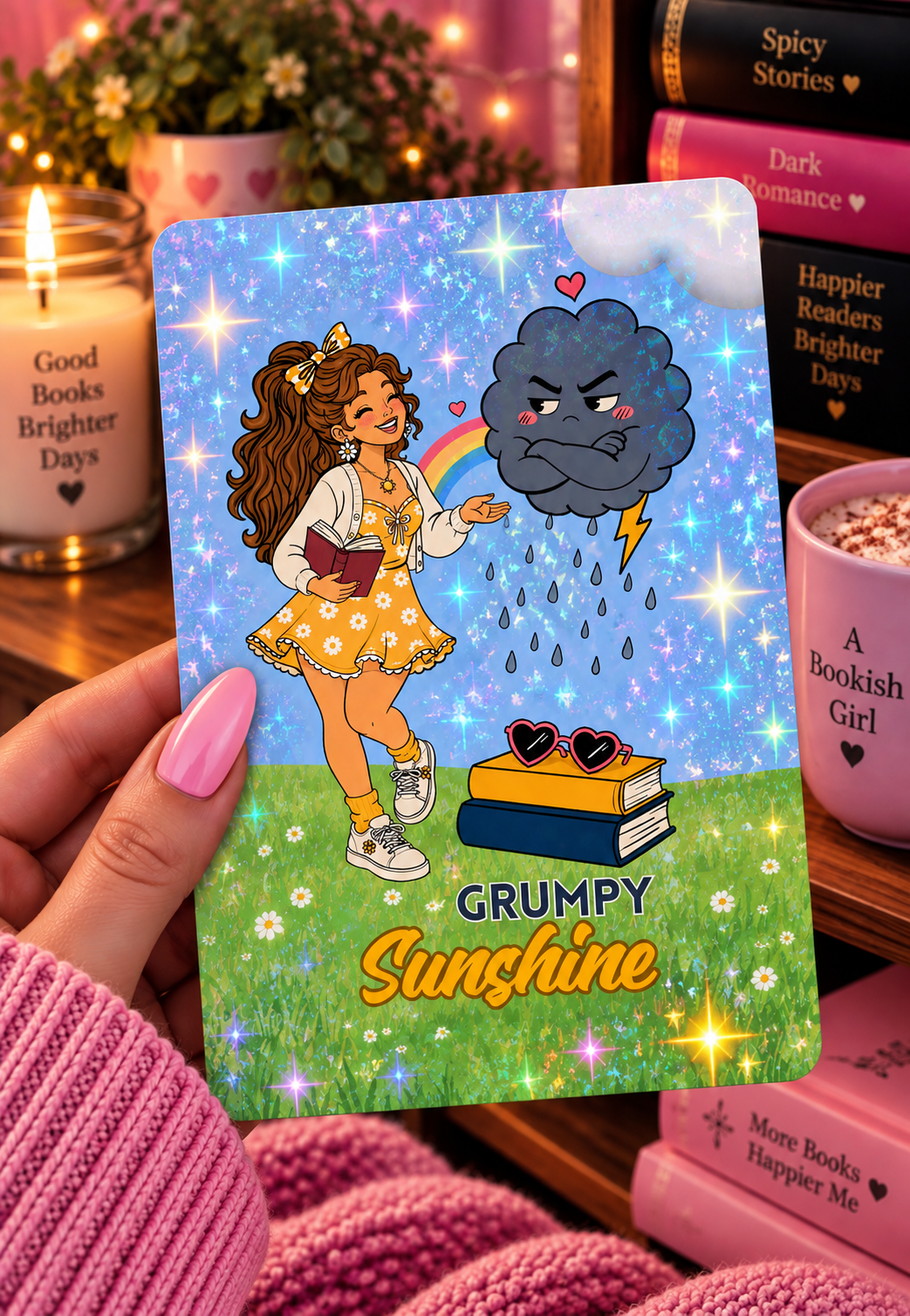 Basic 11th gen (2022) and Basic 12th gen (2024) Kindle Insert – Original Bookish Art by Wendy Owens | E-Reader Clear Case Insert | Matte or Holographic Stars