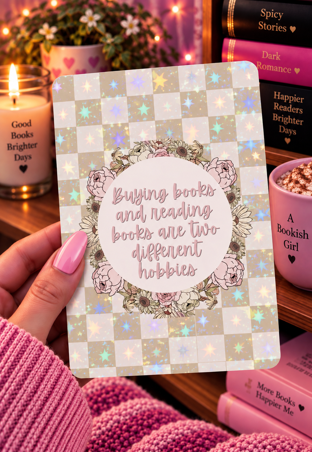 Basic 11th gen (2022) and Basic 12th gen (2024) Kindle Insert – Original Bookish Art by Wendy Owens | E-Reader Clear Case Insert | Matte or Holographic Stars