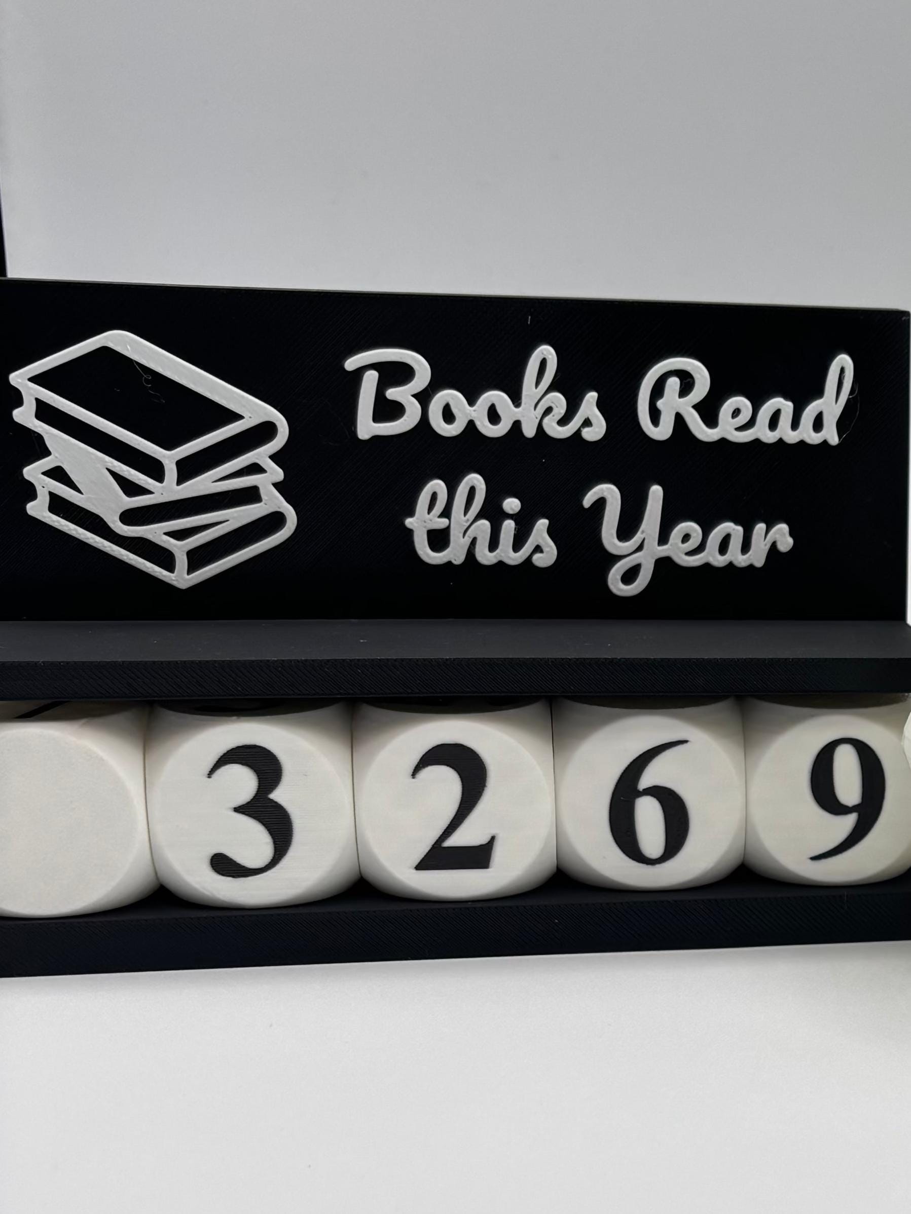 3D Printed Books Read This Year Tracker – Adjustable up to 999 Books, Multiple Colors