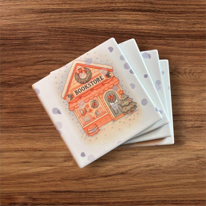 Bookish Coasters - Set of Four Ceramic Coasters / Gifts for Readers / Coasters / Literary Gifts / Book Gifts / Bookish Gifts / Teacher Gifts