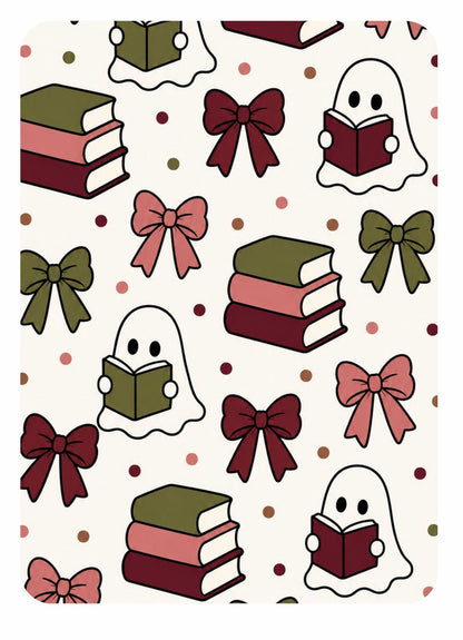 Ghost Pattern Kindle Insert – Original Bookish Art by Wendy Owens | E-Reader Clear Case Insert | Matte or Holographic Stars