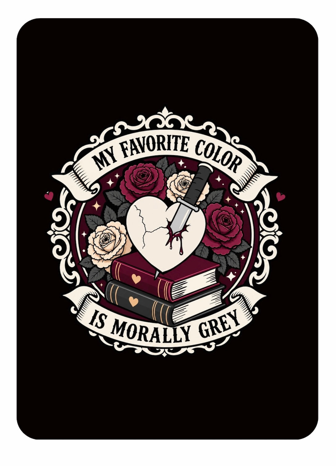 Morally Grey Kindle Insert – Original Bookish Art by Wendy Owens | E-Reader Clear Case Insert | Matte or Holographic Stars