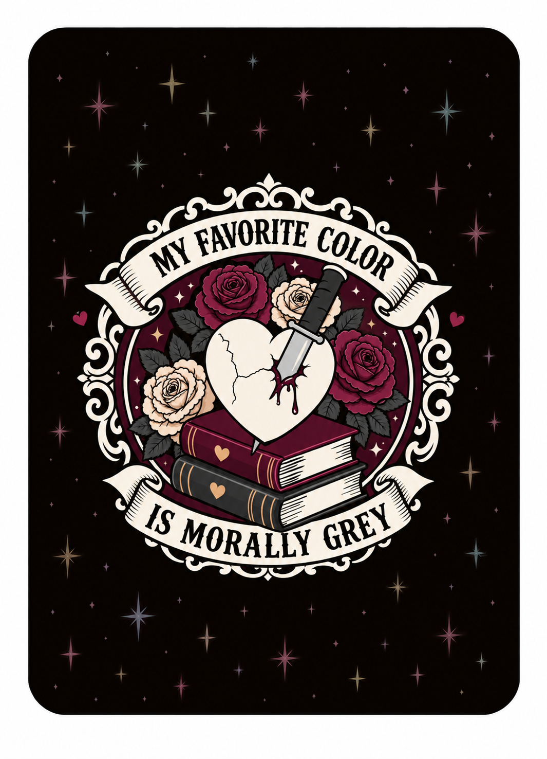 Morally Grey Kindle Insert – Original Bookish Art by Wendy Owens | E-Reader Clear Case Insert | Matte or Holographic Stars