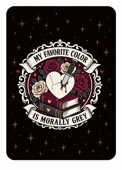 Morally Grey Kindle Insert – Original Bookish Art by Wendy Owens | E-Reader Clear Case Insert | Matte or Holographic Stars