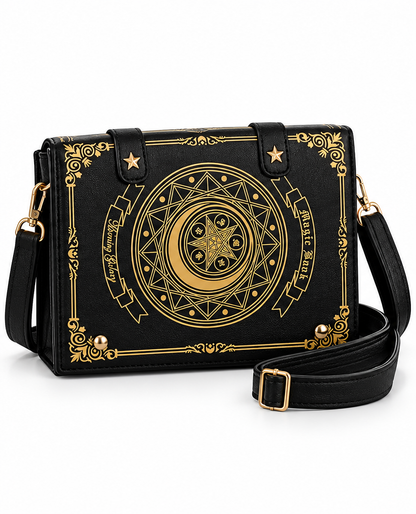 Magic Book Crossbody Purse with Pin Display Window – Gothic Fantasy Handbag