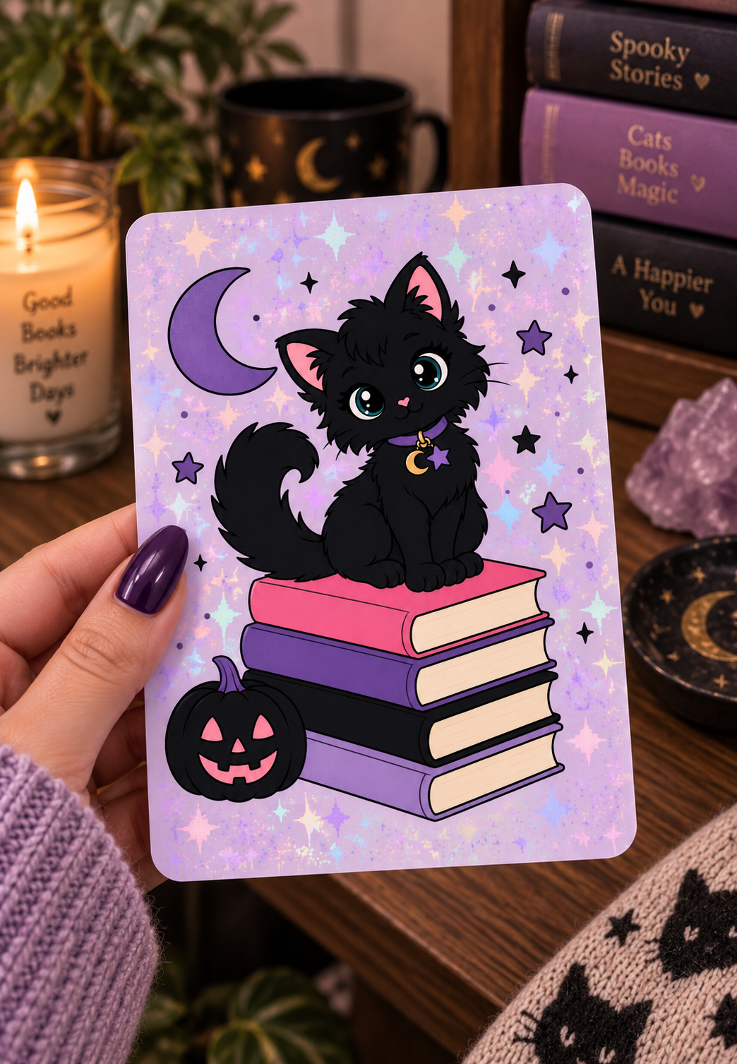Basic 11th gen (2022) and Basic 12th gen (2024) Kindle Insert – Original Bookish Art by Wendy Owens | E-Reader Clear Case Insert | Matte or Holographic Stars