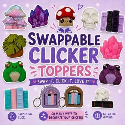 Swappable Clicker Toppers Customize Your Mini Bookshelf